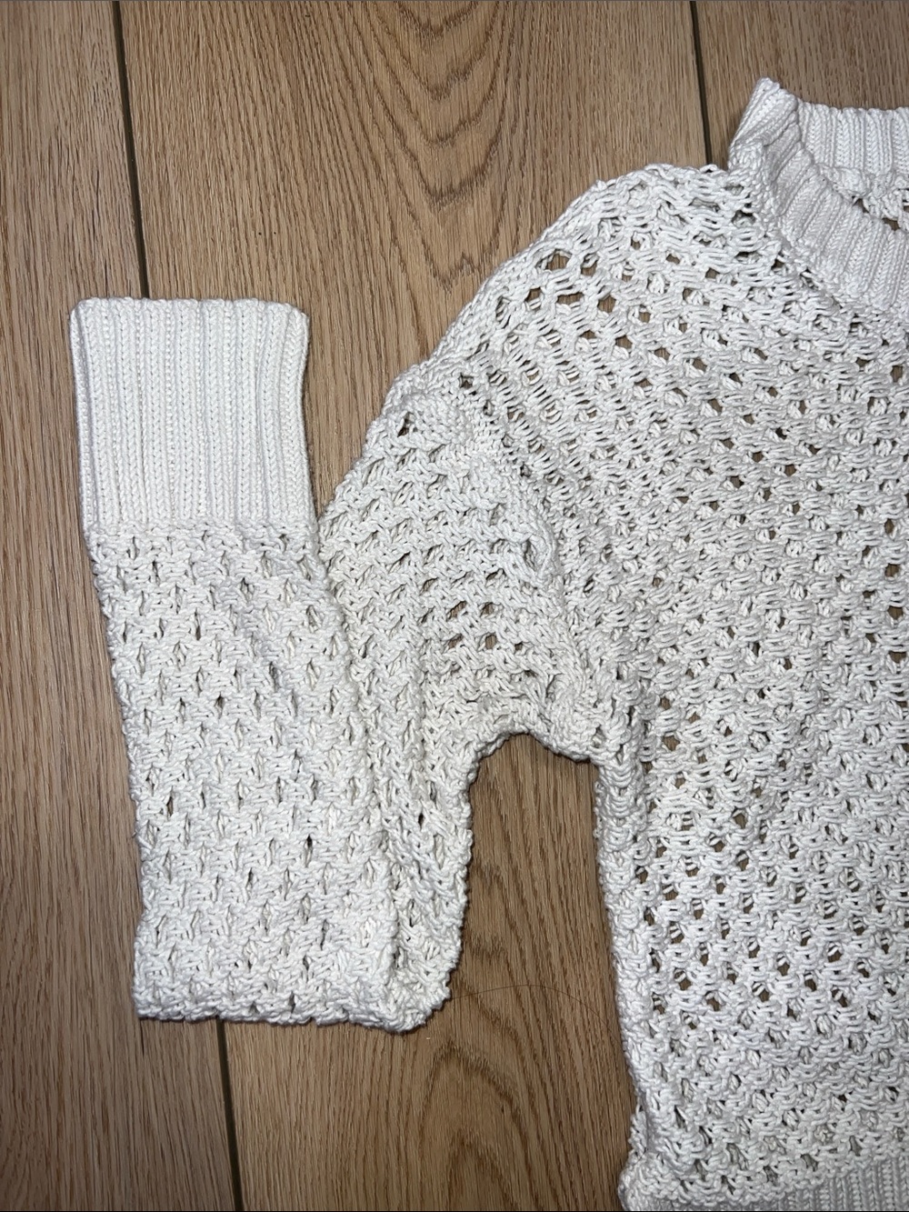 Bluenotes Open-Knit Crochet Ivory Crewneck Sweater - Picture 5 of 15